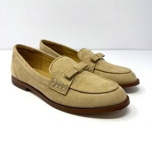 J. Crew Factory Sueded Bow Loafers in Light Khaki Style CF737 Size 6.5
